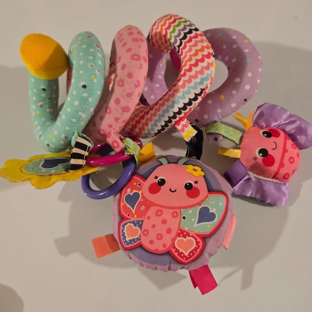 Modern Baby Pink Elephant‎ Security Blanket Teether Taggie Crinkle Lovey Girl